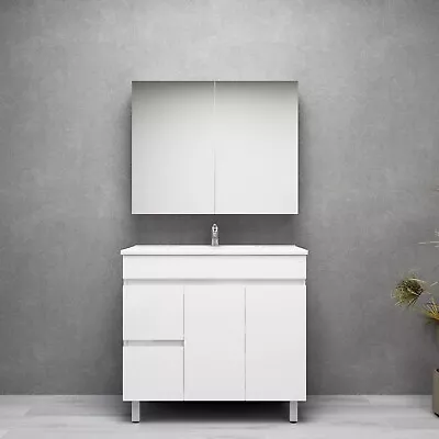 900mm Bathroom Vanity Freestanding With Legs Gloss White Cabinet With Basin • $539.46