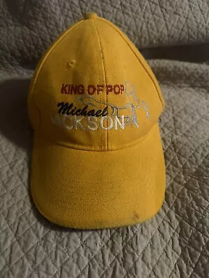 Michael Jackson King Of Pop Yellow Hat Adjustable Yellow Used Rare Vintage Cap • $24.99
