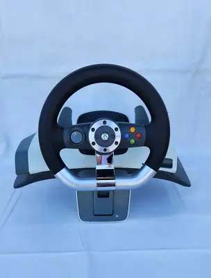 Microsoft Xbox 360  Racing Steering Wheel W/ Mount MISSING CABLE & PEDALS • $53