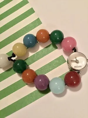 Moschino Multicolor Gemstone Bead Stretch Bracelet Watch  Needs Battery • $35