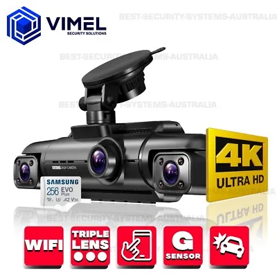 $275 • Buy WIFI ULTRA HD 4K Dash Camera Triple Lens Vehicle Car 256GB 360 View Night Vision