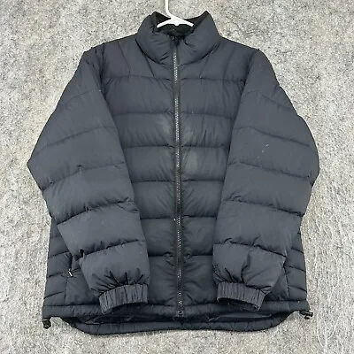 VINTAGE Cabelas Jacket Mens Small Black Full Zip Goose Down Puffer Coat 90s • $12.48