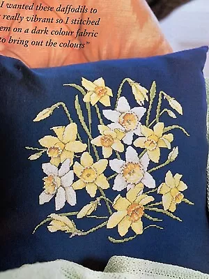 Spring Fever Daffodil Cushion Vintage Floral Cross Stitch Design Chart • £1.99