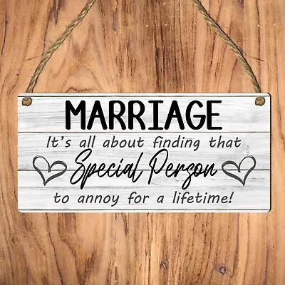 Marriage Special Person Lifetime Mr & Mrs Wedding Gift Novelty Funny Plaque Sign • £3.99