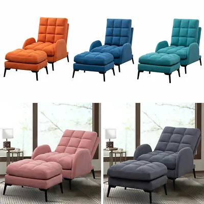 £249.95 • Buy Velvet Upholstered Single Sofa Bed Armchair Ottoman Reclining Lounge Chair Seat