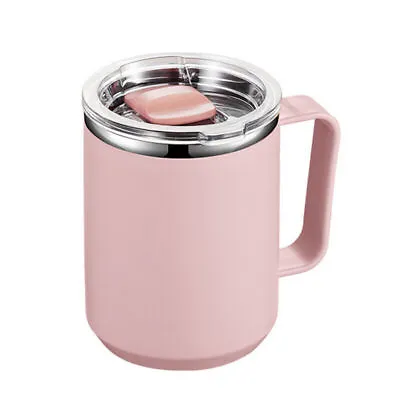 Coffee Mug With Handle And Lid Traveling Cup Stainless Steel Insulated Cup UK • £7.29