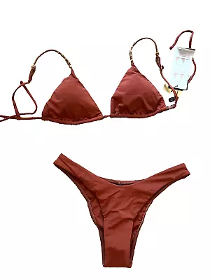 NEW NWT VIX Paula Hermanny 2 Two Pc Swim Suit Sliding Bra Bikini Bottom M MEDIUM • $59.99