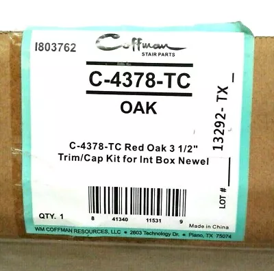 Coffman C-4378-TC Red Oak 3 1/2  Trim/Cap Kit For Int Box Newel 13292-TX • $40