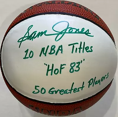 Sam Jones Autographed Spalding White Panel Mini Basketball • $111