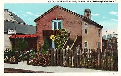 Postcard CA Monterey First Brick Building In California Vintage PC F4686 • $2