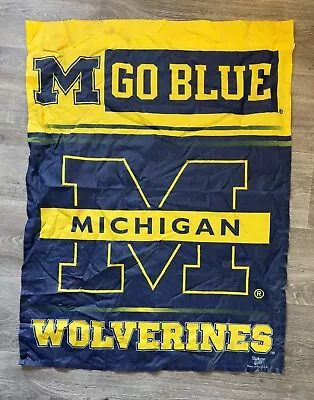 MICHIGAN WOLVERINES 36”x28” BANNER FLAG WINCRAFT  Go Blue Vtg • $15