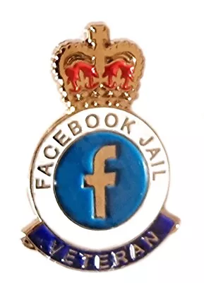 Facebook Jail Veteran Gold Plate Metal Enamel Pin Badge 30mm X 20mm • £2.99