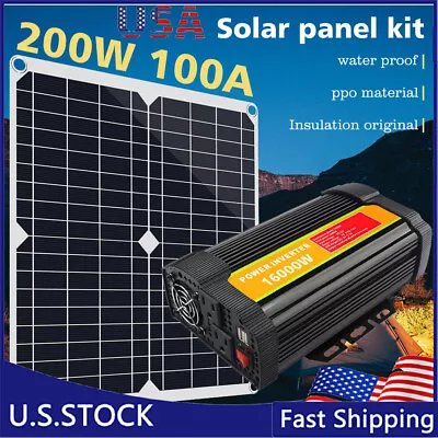 $26.88 • Buy 16000W Vehicle Car Power Inverter 200W Solar Panel Kit 12V 100A Battery Charger