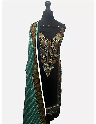 New Embroidered Linen Unstitched 3PC Suit Salwar Kameez • £19