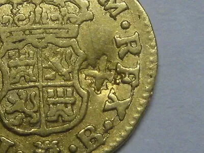 1758 Madrid 1/2 Escudo Ferdinand Vi Gold Doubloon Caribbean Chop Mark Colonial • $335