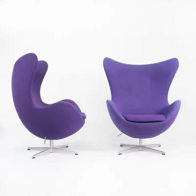 2003 Arne Jacobsen For Fritz Hansen Swivel Egg Chair Purple Fabric 2x Available • £3958.98