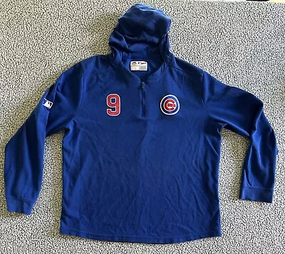 Majestic Mens 2XL Blue Chicago Cubs Quarter Zip Hoodie MLB Embroidered Pullover • $24.99