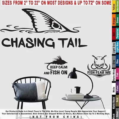 Fishing Chasing Tail Redfish Bonefish Red Bone Fly Lure Bait Decal Sticker  • $6.99