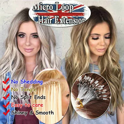 14 -26  Micro Ring Easy Loop Beads Indian Remy Human Hair Extensions 100s UK • £46.99