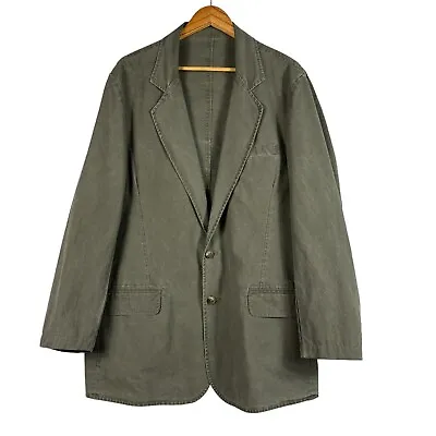 LL Bean Canvas Cotton Blazer Safari Jacket Field Coat Vintage 2 Button Gray 44S • $34.99