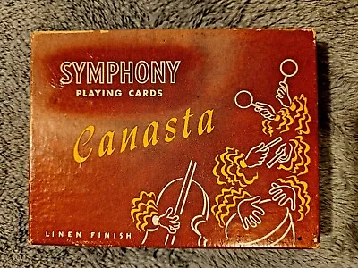 Vintage Symphony Canasta Playing Cards Two Decks Linen Finish 1951 S - 1150 • $1.88