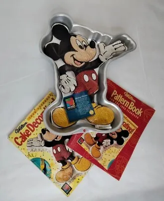 LOT Wilton Mickey Mouse Vintage Cake Mold Pan With 2 Related Cocking Books 1995 • $51.50