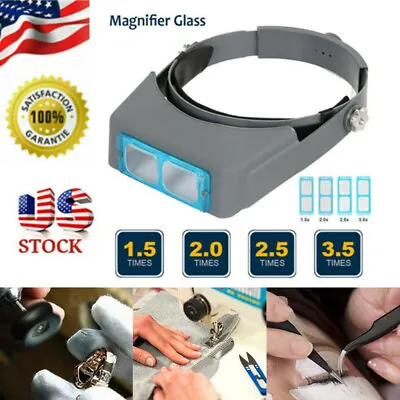 Headband Magnifier Head Magnifying Visor Glasses Jewelry Watch Repair W/ 4 Lens • $20.29