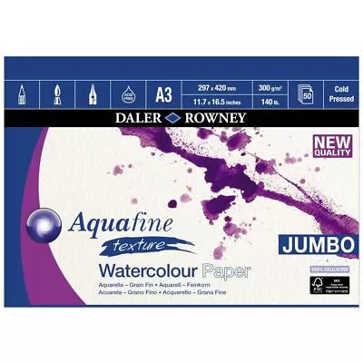 Daler Rowney Aquafine Jumbo Watercolour Texture Pad A3 300gsm • £39