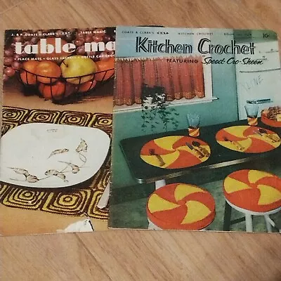 2 Vintage Coats & Clarks Kitchen Crochet And Table Magic Pattern Booklets 1950s  • $7.99