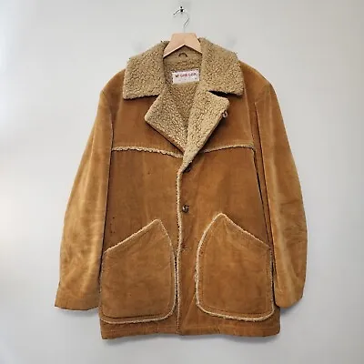 Vintage Mcgregor Jacket Mens Medium 40 Brown Corduroy Sherpa Lined Coat Button • $52.95