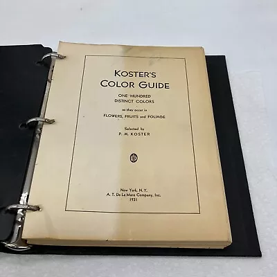 Vintage Koster's Color Guide 3 Ring Binder P.M. Koster 1931 De La Mare Co. Rare • $84.99