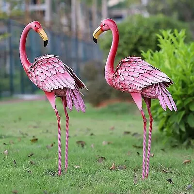 Metal Flamingo Garden Statues Decor Lawn Yard Garden Sculpture Bird Patio Art • $178.99