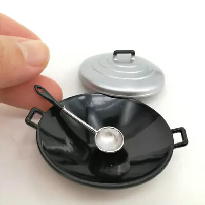 1:12 Scale Dollhouse Miniature Wok Cooking Pot Spoon Kitchen Accessorie Metal • $10.99