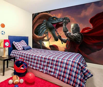 £344.39 • Buy 3D Dragon Horn Knight N558 Wallpaper Wall Mural Self-adhesive Tom Wood Fay