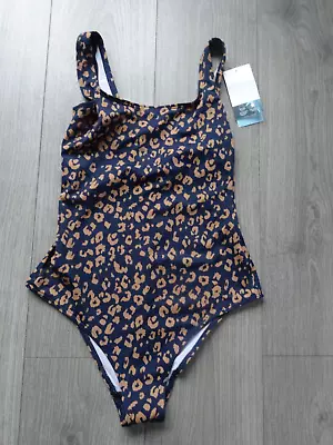 Bnwt - M&s Marks & Spencer Navy Mix Scoop Neck Swimming Costume Size 10 • £14.99