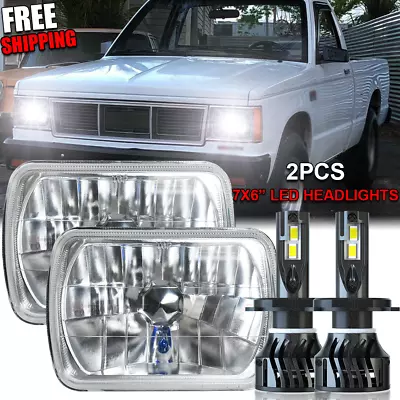 Pair 7X6  5X7  Halo LED Headlights Hi/Lo DRL Fit 82-93 Chevy C10 C20 C4 GMC S15 • $199.99