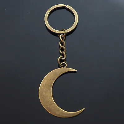 Vintage Crescent Moon Bronze Pendant Keychain Gift Key Chain • $6.99