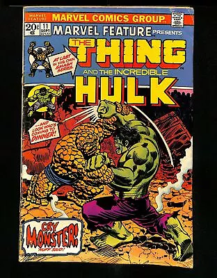 Marvel Feature #11 Thing Vs Classic Hulk! Battle Cover! 1973 Marvel 1973 • $0.99