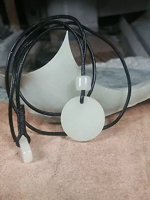 $154 • Buy Siberian Nephrite Jade Disc Pendant & Beads X From Rough Jade Slab