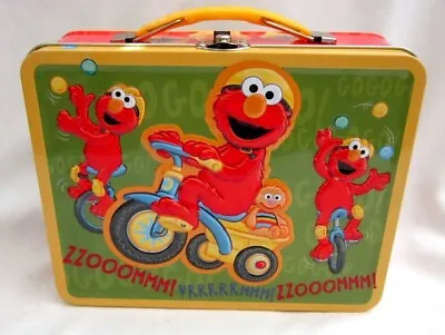 Elmo Riding A Bicycle 7.5  Collectible Green Tin Lunch Box Lunchbox-Brand New! • $49.99