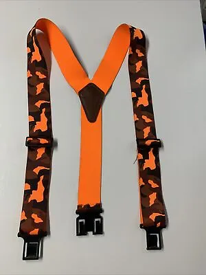 Perry Suspenders Men's 2  Elastic Blaze Orange Camo Print Made In USA • $19.95