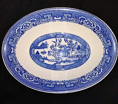 VINTAGE HOMER LAUGHLIN USA BLUE WILLOW SERVING PLATTER PLATE 11 1/2  X 9 1/4  • $10