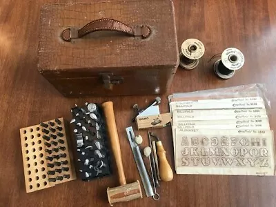 65 Piece Leather Working Punch Stamps Tools Set Embossing In Box Vintage • $39