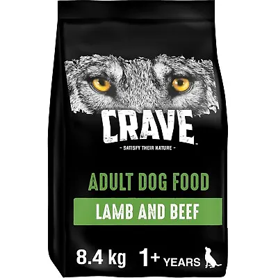 8.4kg Crave Natural Grain Free Adult Dry Dog Food Biscuits Lamb & Beef (3x2.8kg) • £39.99