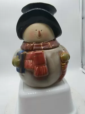 Rare Gibson Vintage Handpainted Snowman Cookie Jar Christmas Holiday  • $24.97