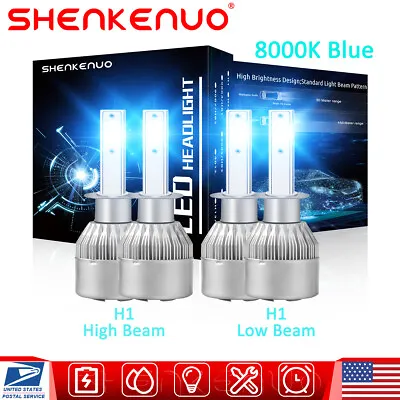 Combo 4X H1+H1 LED Headlight Bulbs Kit High+Low Beam 8000K Ice Blue Super Bright • $27.13