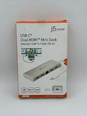 J5 Create JCD381 USB Type-C Dual HDMI Mini Dock Ethernet/ USB 3.1 HUB/ PD 2.0 I3 • $59.95