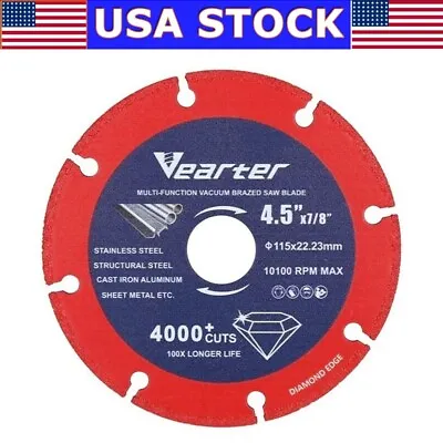 Vearter 4.5'' 115mm Diamond Cutting Disc Saw Blade For Metal Cutting Bore 7/8'' • $13.08