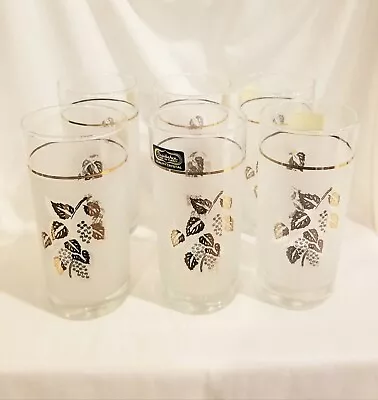 Set Of 6 Vintage Pasabache Of Turkey Circle Art Of Glass Frosted Glasses • $29.99