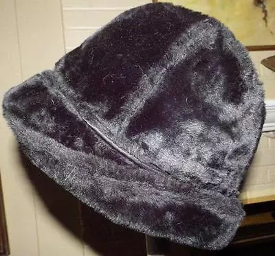 Vintage Resistol Fedora Hat Black Fur Mouton Ear Flaps Size Medium • $24.99